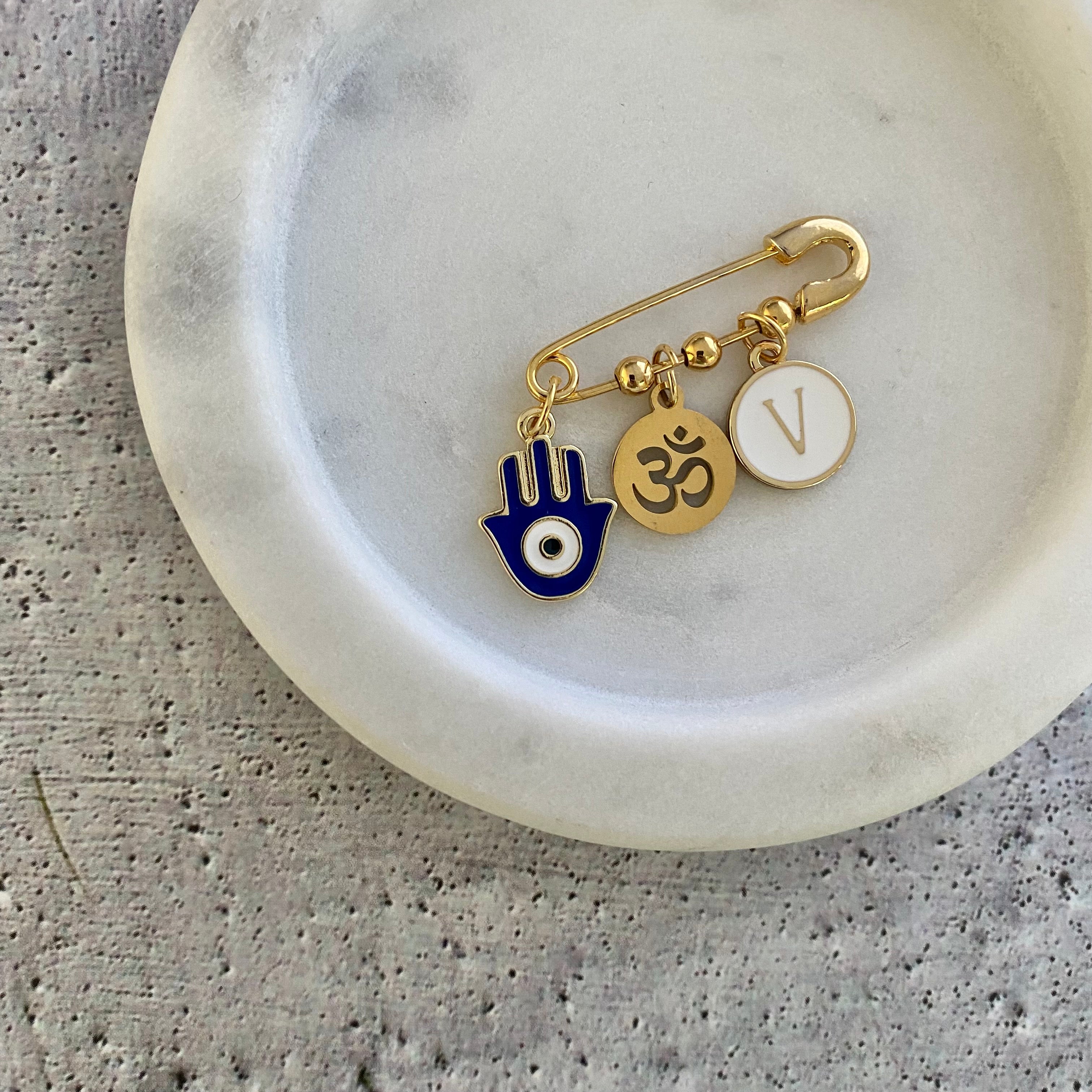 White Hamsa Hindu Pin